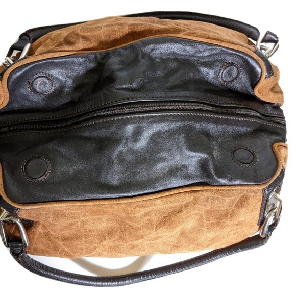 Innue Brown Suede Leather Carryall Hobo Oversized Bag Large Purse Lizard Print - Picture 5 of 11